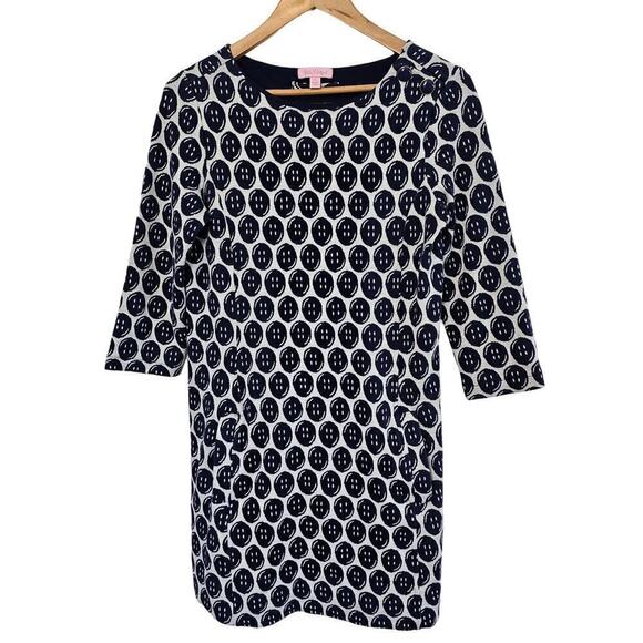 Lilly Pulitzer Jonah Sweater Dress Womens Small Blue Button Knit Short Preppy - Picture 1 of 9